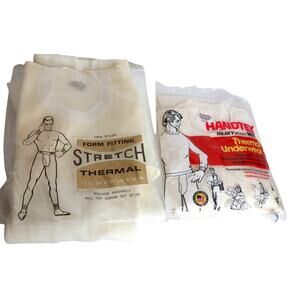 Vintage Stretch Thermal Underwear Handtex and Oneita Set of 2 Size Large READ
